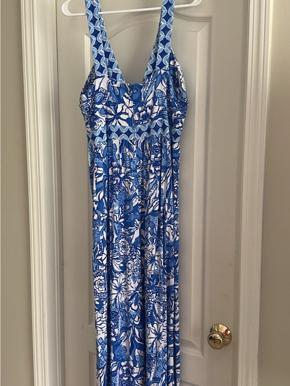 Lilly Pulitzer Blue & White Floral Maxi Dress - Picture 2 of 3